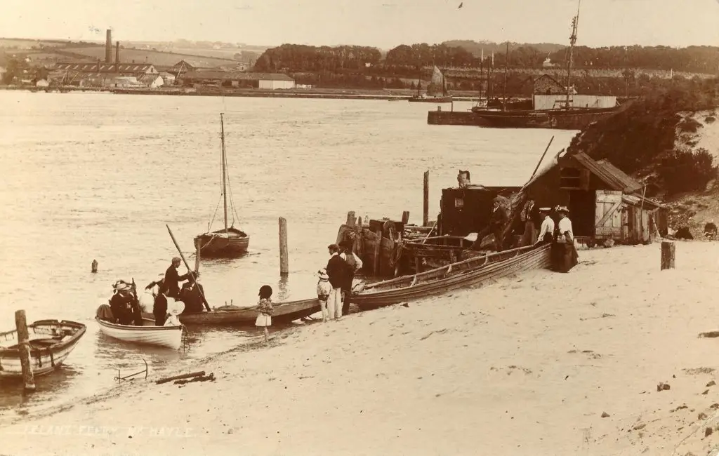 Old Black and White Image of Lelant to Hayle Ferry circa 1900s